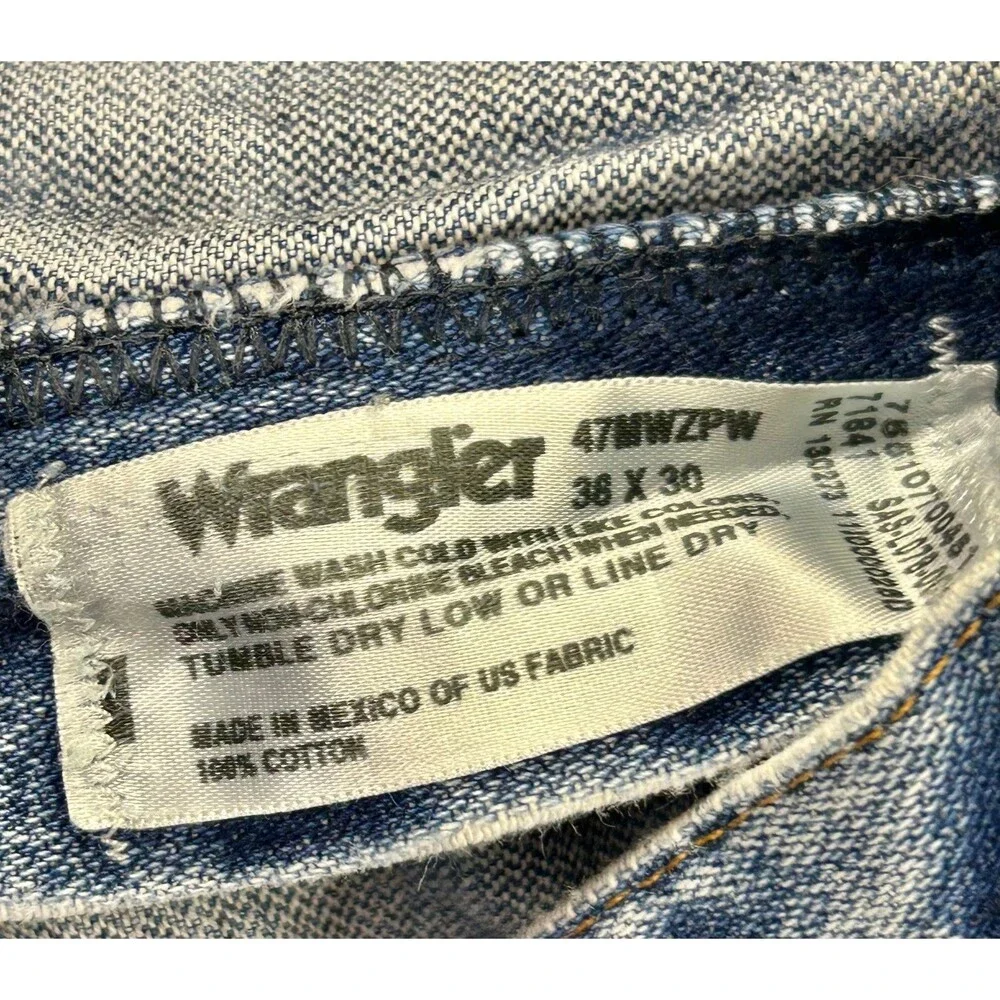 Wrangler 47MWZ Jeans Mens Blue Regular Fit Cowboy Cut Straight Leg